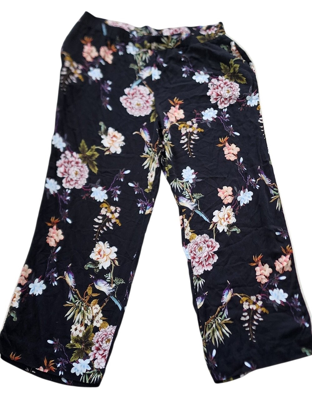 Johnny Was Black Floral Wide-Leg Pull-On Pants - Picture 2 of 11